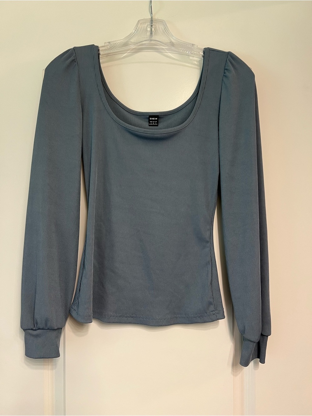 SHEIN Dusty Blue Scoop Neck Long Sleeve Top